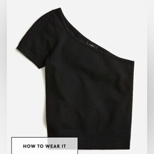 J. Crew Black One-Shoulder stretch sweater